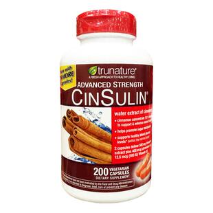 美国直邮 TruNature CinSulin肉桂精华酵母铬软胶囊植物提取200粒