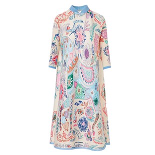 妈妈装新中式复古印花连衣裙2026早春新款大码显瘦A字裙改良旗袍