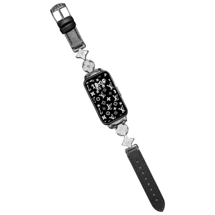 适用华为手环11/10表带金属拼皮质千金感华为9/8手表链带女生band7荣耀手环10/9腕带时尚高级感ins风替换表壳