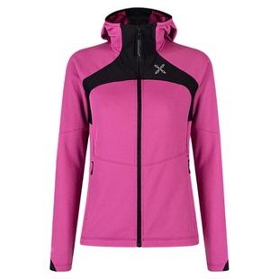 MONTURA轻量化VERTIGO OCTA连帽抓绒衣户外运动女玫红 透气攀岩