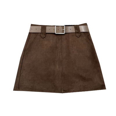 鹿皮绒半身裙女秋冬高腰A字显瘦百搭休闲包臀裙小个子辣妹短裙子