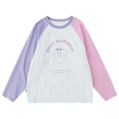 棵初纯棉印花插肩袖上衣