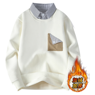 加绒加厚衬衫领针织衫