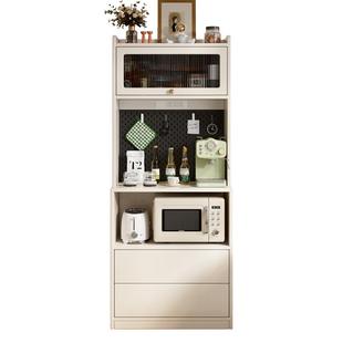 实木餐边柜靠墙一体储物柜2025新款客厅收纳置物柜法式咖啡茶水柜