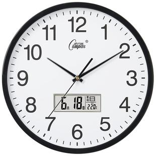 康巴丝智能挂钟现代简约电波钟自动对时客厅家用挂墙静音时钟挂表