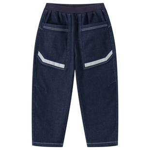 漫画家潮酷童装冬新款 上学户外骑行反光活性男童女童牛仔长裤