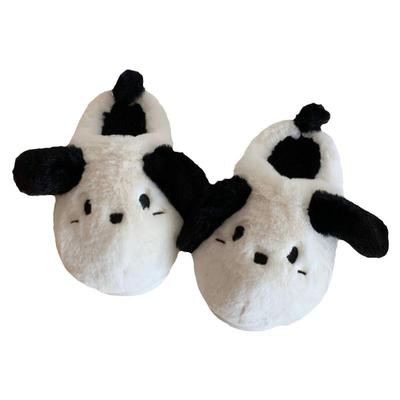 细细条可爱小狗防滑居家棉拖鞋