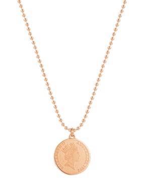 日韩钛钢包18k金女王钱币项链