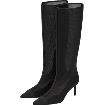 73hours网纱长筒显瘦高跟时装靴