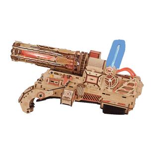 同趣手工diy木质拼装模型炽焰风暴加特林玩具可旋转枪生日礼物男