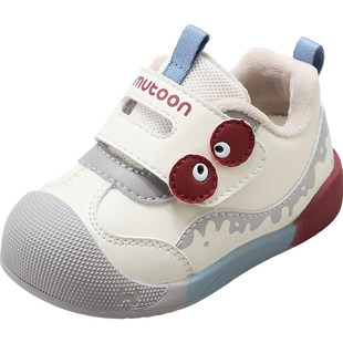 牧童宝宝学步鞋男童2025冬季新款大眼仔婴儿鞋女软底加绒保暖棉鞋