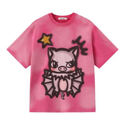 福蝶趣味手绘蝙蝠猪猪T恤