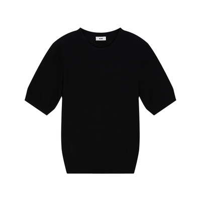 440ME女装 25秋季新品桑蚕丝羊毛混纺简约圆领短袖毛衣FDFW0301K