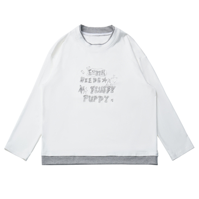 pinksavior【FLUFFY小狗】双色拼接假两件秋冬基础长袖