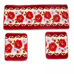 冬季毛绒加厚实木沙发垫木椅垫印花防滑红木沙发垫三件套四人坐垫