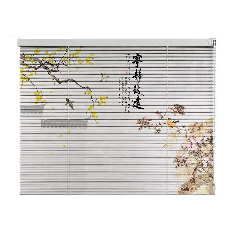 百叶窗帘免打孔印花防水遮光铝