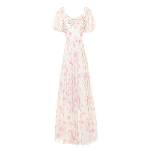 花儿开了2025夏季新款法式超仙雪纺印花连衣裙女高腰显瘦仙女裙