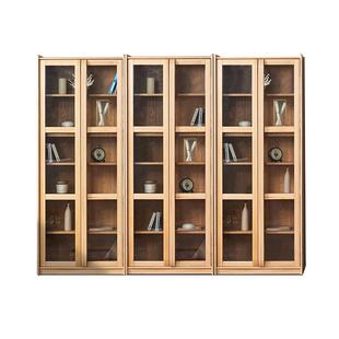 实木书柜带书桌组合书架电脑桌一体整墙家用北欧写字台书橱置物柜