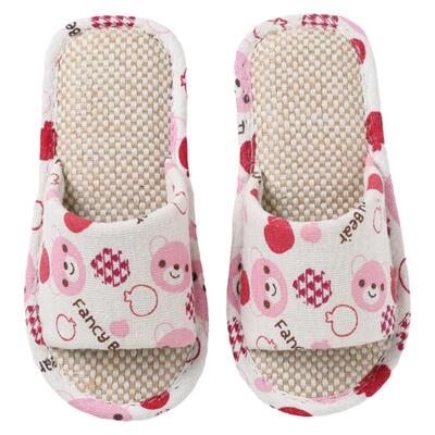 棉麻家居家春秋冬防滑儿童拖鞋