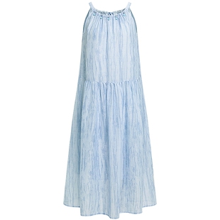 KBNE吊带连衣裙女蓝色晕染长裙2025夏季新款小个子欧若风漂亮裙子