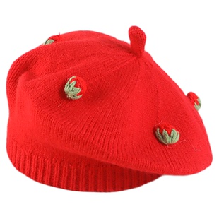 婴儿帽子冬天针织蓓蕾帽南瓜女童可爱女宝宝公主风单层秋冬小月龄