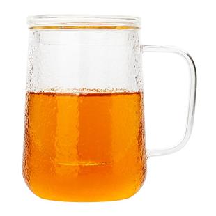 雅集茶具锤纹茶屿杯个人专用加厚茶杯带盖把手家用耐热过滤泡茶杯