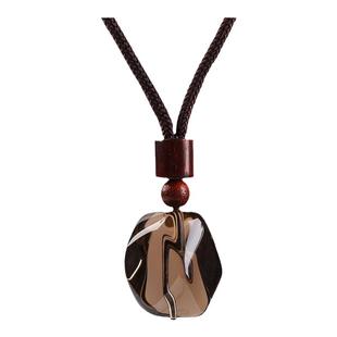 茶水晶吊坠男女士茶晶挂坠天然石烟晶随形项链不规则挂件毛衣链