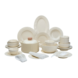 碗家用2025新款高颜值釉下彩碗碟餐具套装奶油风陶瓷碗盘乔迁礼物