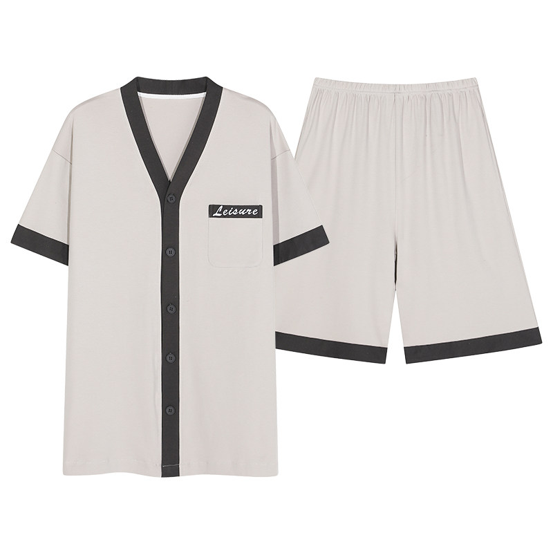 睡衣套装男士夏大码短袖开衫和服