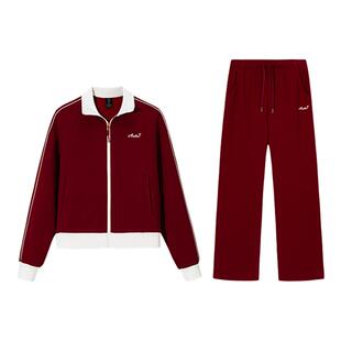 安踏好事发生丨易打理加绒针织运动套装女冬季休闲外套长裤两件套