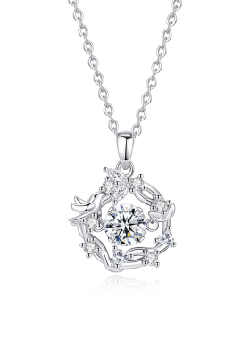 蓝桉与鸟项链女纯银七夕节礼物