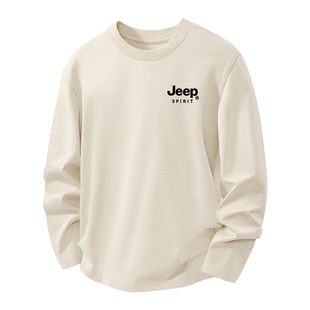 JEEP吉普长袖男士t恤春季薄款纯棉衣服男款高级感流行百搭内搭男