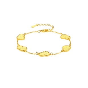 周六福金闪葫芦手链女黄金色中国风手串手饰S925银新年礼物送女友