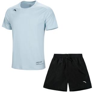 安踏运动服跑步套装男士速干衣短袖短裤夏季冰丝健身训练t恤男款