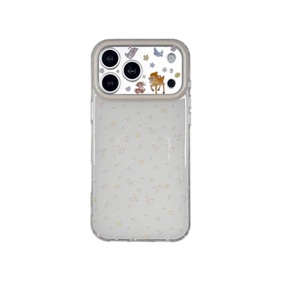 轻派ins韩系白色小碎花麋鹿适用苹果17promax手机壳iphone16pro新款15女款14少女甜美高颜值13双层壳全包硬壳