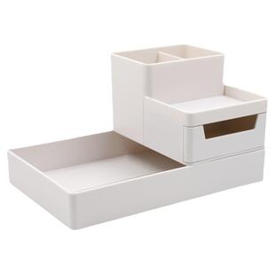 桌面收纳盒文件盘A4办公书桌工位置物架无印风文具笔筒可叠加信盘