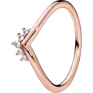 Pandora潘多拉奥莱冕状许愿骨戒指玫瑰金色女设计礼物