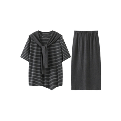 西町村屋韩系慵懒感上下套女2026春新款时尚套装含披肩XHBB10338