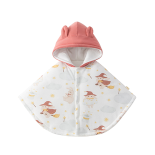 婴儿斗篷披风秋冬夹棉婴幼儿衣服宝宝加厚连帽防风保暖外出服男宝