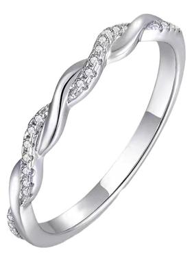 PRINGXY女小众微镶麻花戒指