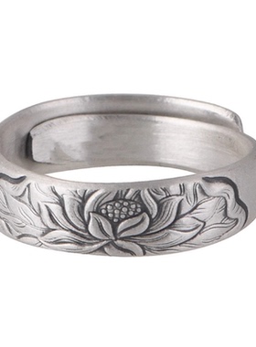 999纯银莲花复古戒指情侣对戒