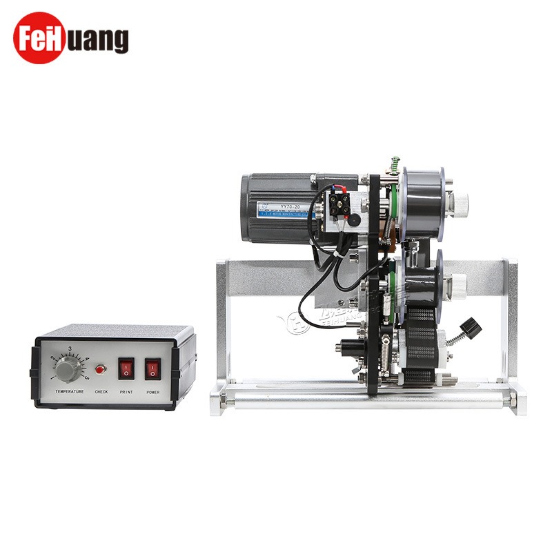 飞煌241色带自动同步打码机 配立式卧式包装机打印生产日期标签