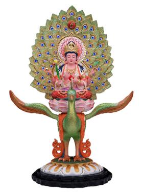树脂复古桌面孔雀明王摆件