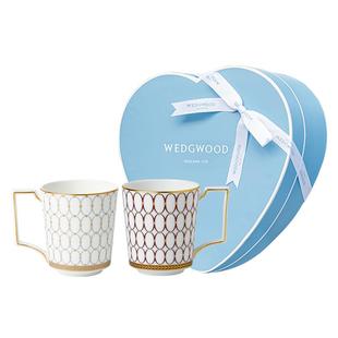 WEDGWOOD威基伍德金粉年华心形礼盒马克对杯骨瓷杯子新年礼物