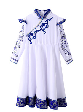 新款儿童蒙古族舞蹈演出服表演练功服饰草原风少数民族筷子蒙古袍