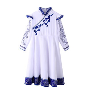 新款儿童蒙古族舞蹈演出服表演练功服饰草原风少数民族筷子蒙古袍