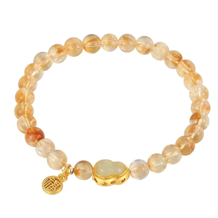 招财气!葫芦黄水晶手链女款和田玉手串珠手链轻奢小众精致手饰品