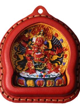 红财神西藏手绘擦擦立体唐卡项链