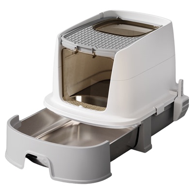 不锈钢抽屉式顶出全封闭猫砂盆