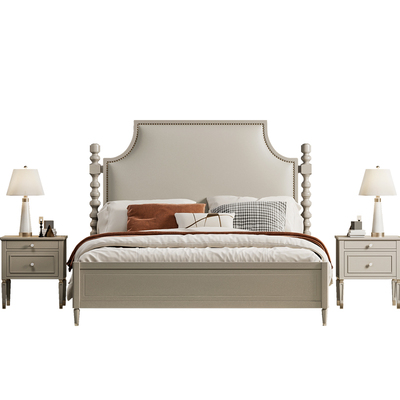 美式实木床主卧现代简约双人床